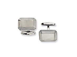 Stainless Steel Brushed And Polished Tapered Edged Cuff Links