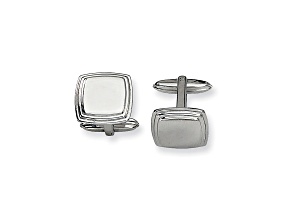 Stainless Steel Tapered Ribbed Edge Cuff Links