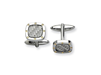 Picture of Stainless Steel And Yellow Tone Ip Plating Grey Carbon Fiber Cuff Links