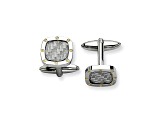 Stainless Steel And Yellow Tone Ip Plating Grey Carbon Fiber Cuff Links