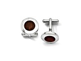 Wood inlay Stainless Steel Round Cuff Links