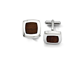 Wood inlay Stainless Steel Square Cuff Links