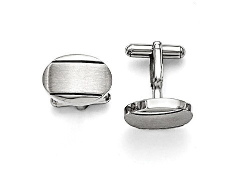 Black Enameled Stainless Steel Brushed And Polished Cuff Links - SSW342 ...