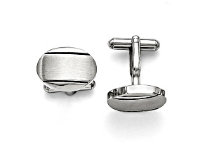Black Enameled Stainless Steel Brushed And Polished Cuff Links