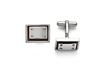 Picture of Wood inlay Stainless Steel Plate Design Cuff Links