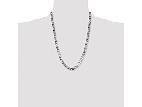 Stainless Steel 8mm Figaro Link 24 inch Chain Necklace