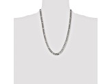 Stainless Steel 8mm Figaro Link 24 inch Chain Necklace