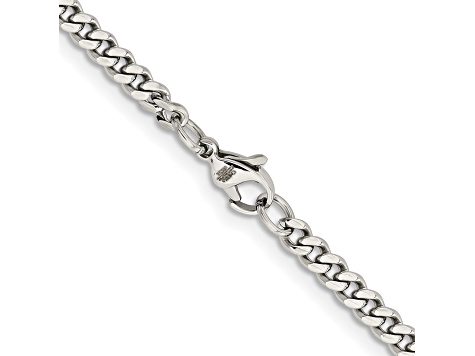 Stainless Steel 4mm Curb Link 22 inch Chain Necklace