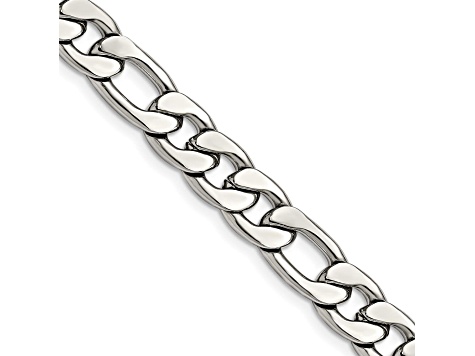 Stainless Steel 8mm Figaro Link 22 inch Chain Necklace