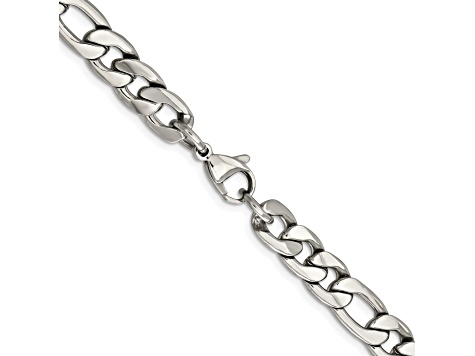 Stainless Steel 8mm Figaro Link 22 inch Chain Necklace