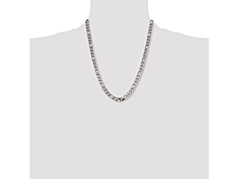 Stainless Steel 8mm Figaro Link 22 inch Chain Necklace