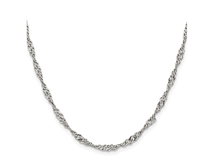 Stainless Steel 3mm Singapore Link 24 inch Chain Necklace