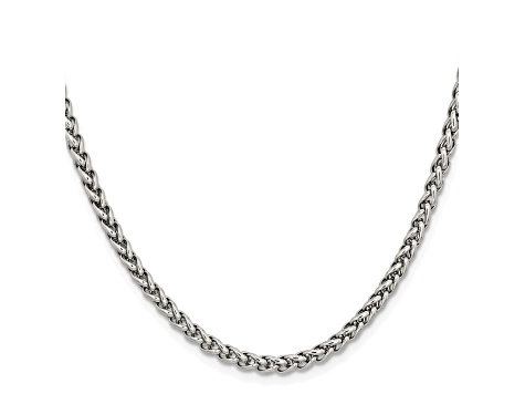 Stainless Steel 4mm Wheat Link 20 inch Chain Necklace