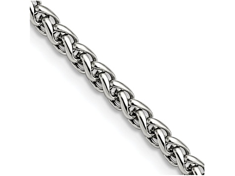 Stainless Steel 4mm Wheat Link 20 inch Chain Necklace
