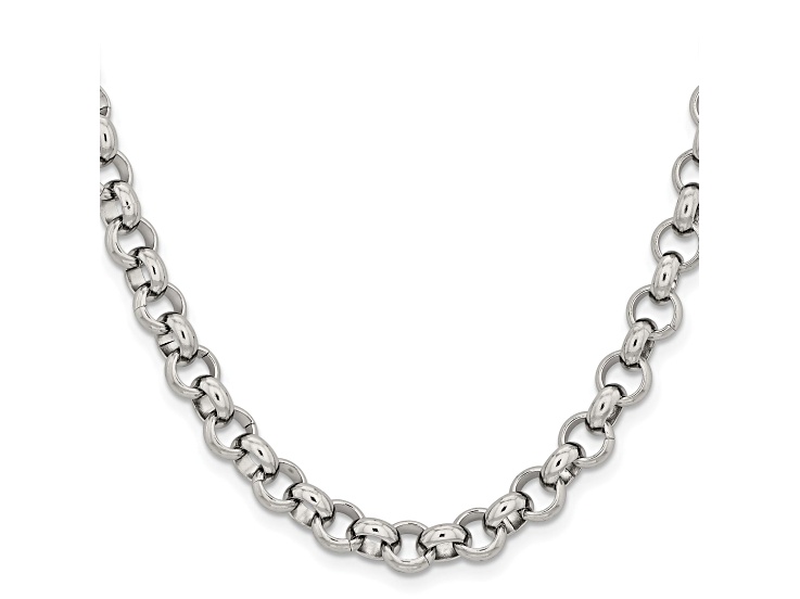 Stainless Steel 8mm Rolo Link 18 inch Chain Necklace - SSW681 | JTV