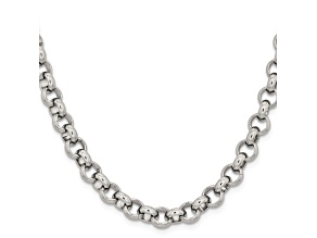 Stainless Steel 8mm Rolo Link 18 inch Chain Necklace