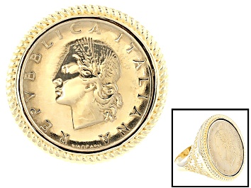 Picture of Lire Coin 18k Yellow Gold Over Silver Ring