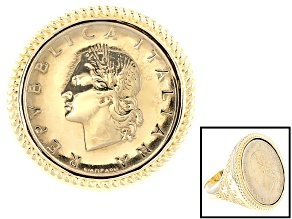 Lire Coin 18k Yellow Gold Over Silver Ring