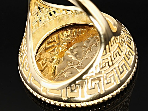 Lire Coin 18k Yellow Gold Over Silver Ring