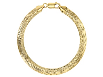 Picture of 18K Yellow Gold Over Sterling Silver Bombe Herringbone Link Bracelet
