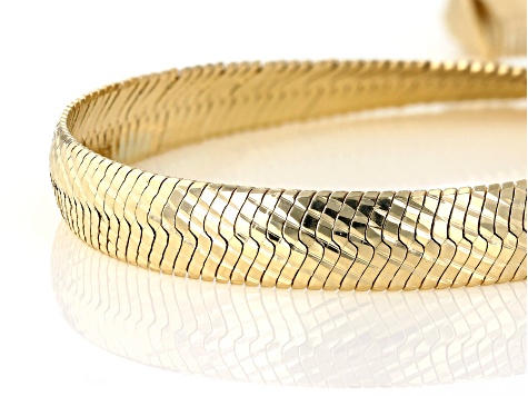 18K Yellow Gold Over Sterling Silver Bombe Herringbone Link Bracelet