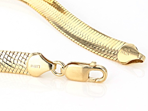 18K Yellow Gold Over Sterling Silver Bombe Herringbone Link Bracelet