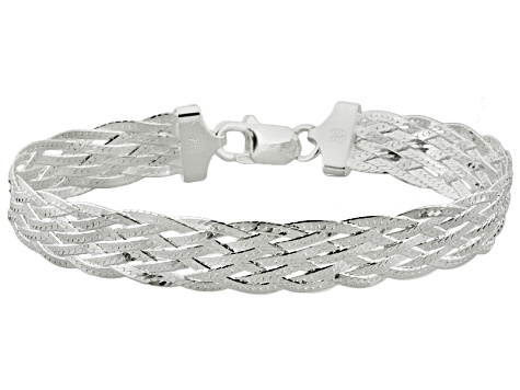 Sterling Silver Braided Herringbone Link Bracelet 7.5 inch