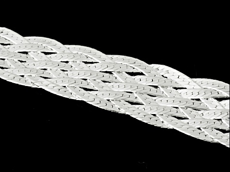 Sterling Silver Braided Herringbone Link Bracelet 7.5 inch 