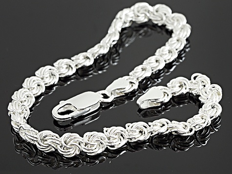 Sterling Silver Rosetta Link Bracelet 8 inch