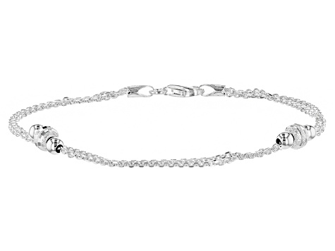 Sterling Silver Two Row Bead Station Bracelet 7 5 Inch Svr630 Sterling Silver Two Row Bead Station Bracelet 7 5 Inch