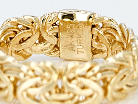 18K Yellow Gold Over Sterling Silver 6mm Byzantine Link Ring