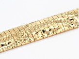 18k Yellow Gold Over Silver Diamond Cut Wave Pattern Omega Bracelet