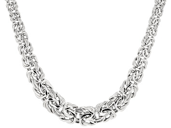Picture of Rhodium Over Sterling Silver 10-18 Graduated Byzantine Necklace 18 inch