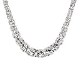 Rhodium Over Sterling Silver 10-18 Graduated Byzantine Necklace 18 inch