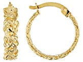18K Yellow Gold Over Sterling Silver Byzantine Hoop Earrings
