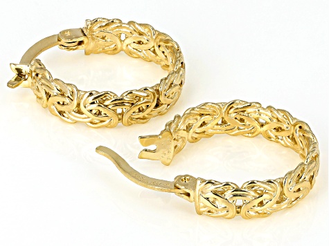 18K Yellow Gold Over Sterling Silver Byzantine Hoop Earrings - SVR779B ...