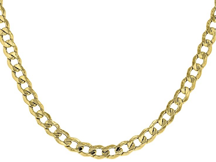 18K Yellow Gold Over Sterling Silver Curb Chain Necklace 24 Inch 