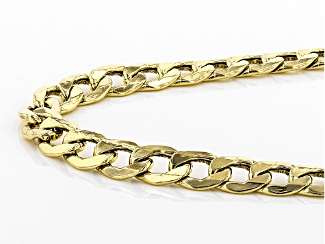 18K Yellow Gold Over Sterling Silver Curb Chain Necklace 24 Inch