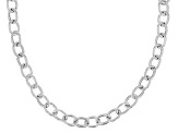 Sterling Silver Elongaited Cable Link Necklace 20 Inch
