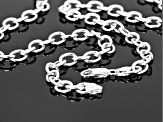 Sterling Silver Elongaited Cable Link Necklace 20 Inch