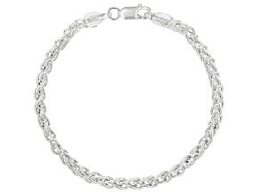 Sterling Silver 3MM Polished Wheat Link Bracelet