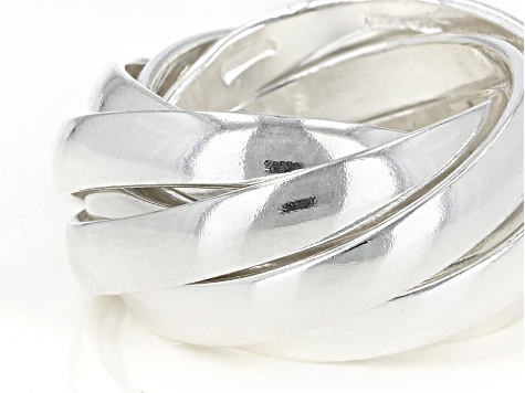Sterling Silver Crossover Polished Band Ring
