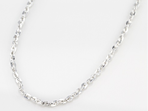 Sterling Silver 1MM Rhodium Italian Diamond Cut Rolo Chain with Spring Clasp Closure