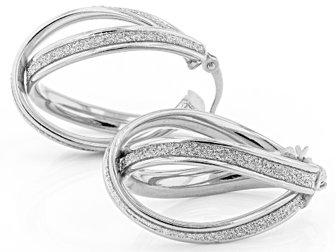 925 Sterling Silver Rhodium-plate Enamel Glitter Fabric Half Hoop Earrings L-12.5 mm, W-4.6 mm 925 Sterling Silver Rhodium-plate Enamel Glitter Fabric Half Hoop Earrings L-12.5 mm, W-4.6 mm