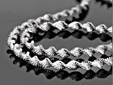 Sterling Silver 1MM Diamond Cut Pave Twisted Herringbone Chain Necklace 18 Inch