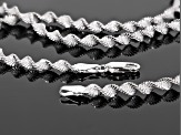Sterling Silver 1MM Diamond Cut Pave Twisted Herringbone Chain Necklace 18 Inch