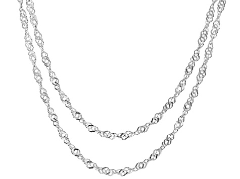 Sterling Silver Diamond Cut Singapore Chain Necklace Set 18 Inch Sterling Silver Diamond Cut Singapore