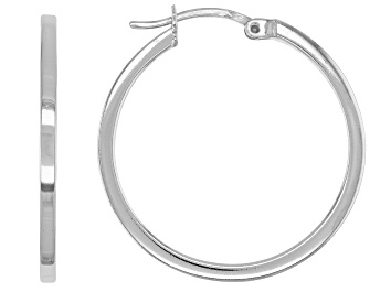 Picture of Sterling Silver Polished Square Tube 25mm Hoop Earrings