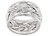 Textured & Polished Sterling Silver Woven Band Ring