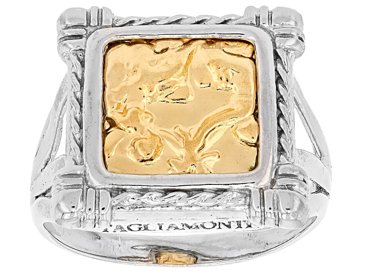 Tagliamonte 18k Yellow Gold Over Sterling Silver and Sterling Silver Bi-Color Maternity Ring